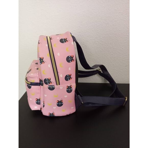 Loungefly Sailor Moon Backpack Luna P Cat Pink Mini Charm Faux Leather Pockets main image 8